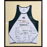 2007 hand signed SA rugby World Cup winning squad vest Springbok. 85 x 70cm total size