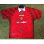 Manchester United Umbro Shirt signed by the 1999 Treble winning squad Large Theatre of Dreams