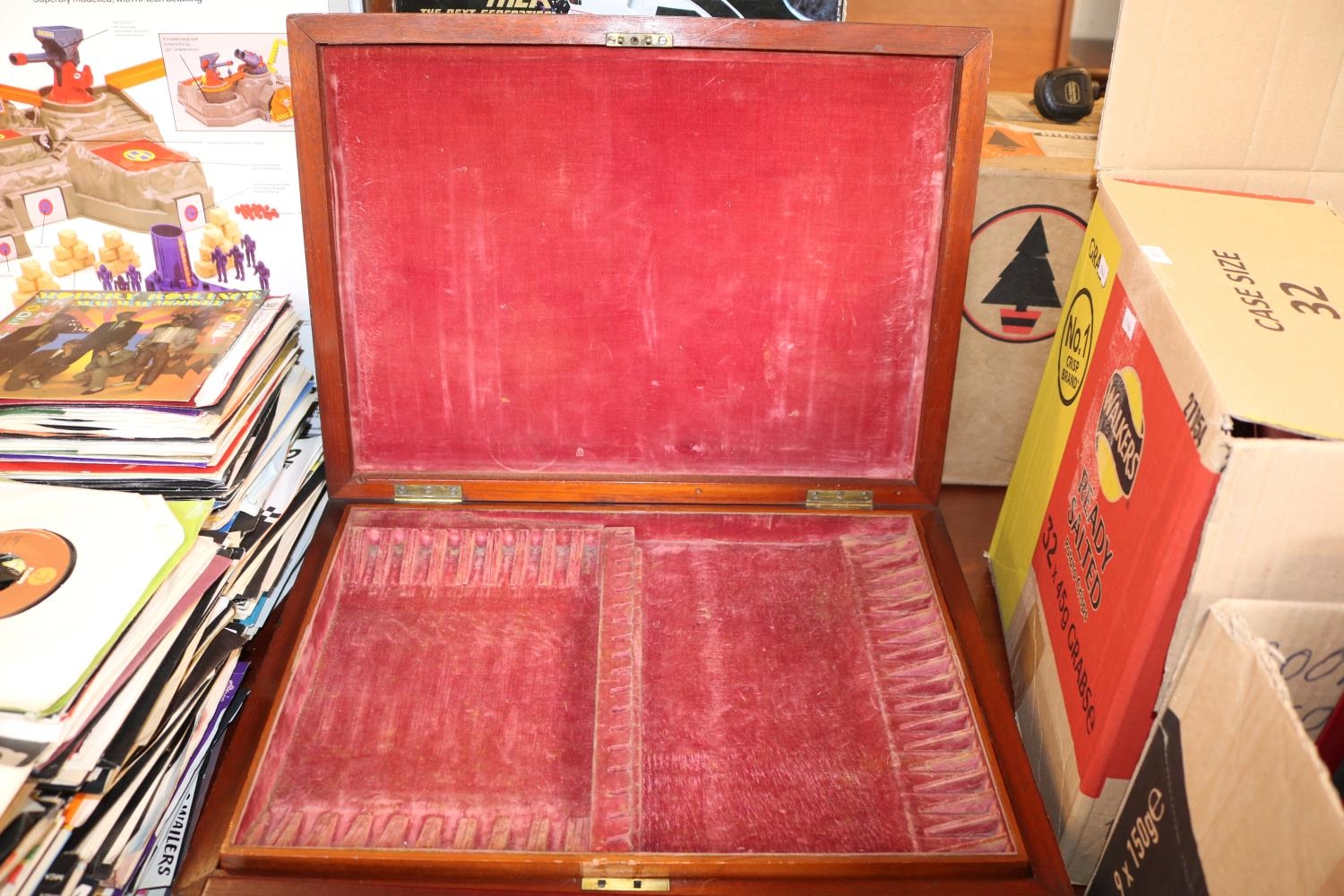 19thC Walnut Cased Cutlery Case and a Modern Canteen of Cutlery - Image 2 of 3