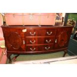 Edwardian Sideboard of 3 drawers with brass drop handles over ball and claw feet