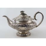 19thC Silver Foliate decorated Teapot London 1830 820g total weight