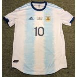 Argentina Messi Match Worn Shirt Copa America 2019 Match Qatar X Argentina Authentic Conmebol