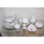 Aynsley Pembroke pattern part tea set, 3 Pieces of Aynsley Sweetheart table ware and another vase