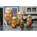 Set of Seven Russian Dolls depicting past Presidents