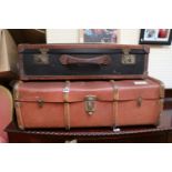 Vintage Leather bound travelling case and another travelling case