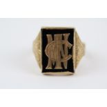 19thC 9ct Gold Signet ring with monogram Size T 6.3g total weight