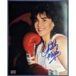 Coloured Photograph signed by boxer "Christy Martin" 5th King Memorabilia Certificate of