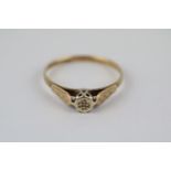 Ladies 9ct Gold Diamond set solitaire ring Size M. 1.2g total weight