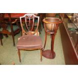 Edwardian Jardinière on stand and a 19thC Inlaid Shield back chair