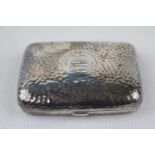 Silver hammered curved cigarette case 1897 75g total weight
