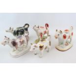 Collection of 5 19thC and later Cow Creamers inc. a Pearlware example