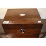 19thC Converted Rosewood veneered box with hidden drawer to base