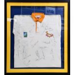 1995 hand signed South Africa Rugby World Cup winning squad jersey 89 x 101cm