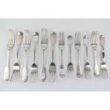 Collection of 19thC and later Silver Forks 760g total weight