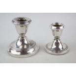 2 20thC Silver Squat candlesticks 190g total weight with weighted bases