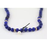 Ladies Lapis Lazuli and 14K gold necklace 35g total weight