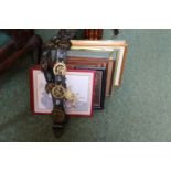 Collection of assorted Framed pictures and prints and 2 Leather straps of Horse Brasses inc