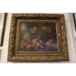 19thC Gilt Gesso framed print of Still Life fruit
