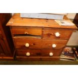 Victorian Pine Chest of 2 over 2 drawers with porcelain handles