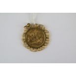 1895 Gold Half Sovereign in 9ct Gold Scroll mount 6g total weight