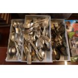 3 Boxes of assorted 19thC and later Silver plated Flatware