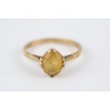 Ladies 9ct Gold Citrine claw set ring, Size M. 2g total weight