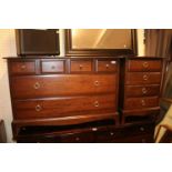 Stag Chest of 4 over 2 Drawers and matching Bedside 4 drawer chest