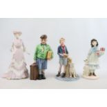 2 Royal Doulton figurines The Boy Evacuee HN 3202, 'Please Sir' HN 3302 and 2 Coalport figures