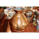 Large Copper Ale Jug with GR impressed mark. 29cm in Height