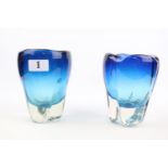 Pair of Whitefriars Molar Vases in Kingfisher Blue 14cm in Height