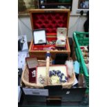 Large collection of assorted Costume jewellery inc. Boxwood Jewellery box