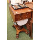 Victorian Mahogany Sewing table on trefoil base