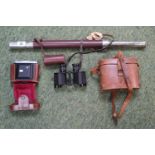 Presentation Telescope, Ensign Selfix 16 20 & Cased pair of A Kershaw & Son of Leeds Binoculars