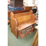 Small Pitch Pine 2 Seater Bench with panel back