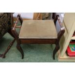 Edwardian Walnut Piano stool with upholstered seat