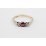 18ct Gold Ladies Ruby & Diamond Ring Size T. 3g total weight