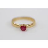 Ladies 18ct Gold Ruby Set ring Size N. 2.3g total weight