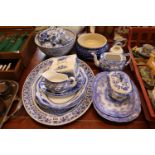 Collection of 19thC and later Blue & White ceramics inc. Adams Chinese Bird Bowl, Moore and Sons