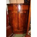 Georgian Mahogany Corner Cabinet with panelled doors and shaped drawer