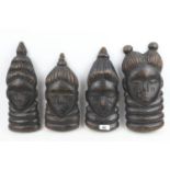 Set of 4 African Hardwood Carved Tribal Masks