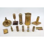 Collection of assorted Brass Trench Art Lighters and Shells inc 1941 Table Lighter etc