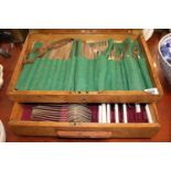 Oak Cased Canteen of Silver plated Cutlery with Bone and Composite handles