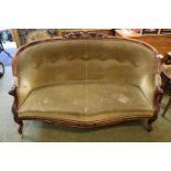 Good quality Upholstered Show frame sofa with serpentine front on casters