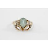 Ladies 14ct Gold Ring set with Pear shaped Blue Topaz Size P. 3.8g total weight