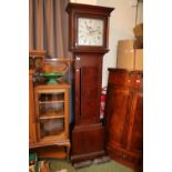 Church Brown New Town Long Case clock with Silvered Roman numeral dial in oak case