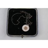 Georg Jensen Silver enamelled floral pendant and chain