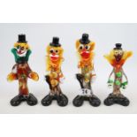 4 Murano Clowns, one with paper label to base