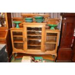 Fine Lamb of Manchester Glazed Music Cabinet of 3 glazed doors over apron base. Stamped markings