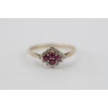 Ladies 9ct Gold Ruby & Diamond set ring Size R. 2g total weight