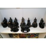 Collection of 9 19thC and later Jackfield ware Cow Creamers